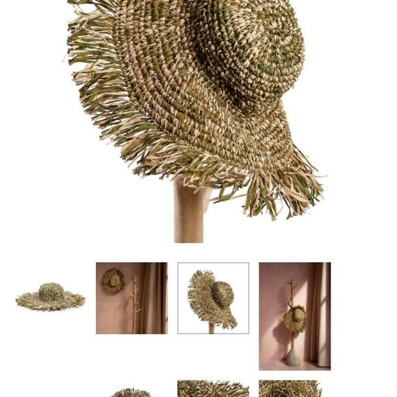 Anthropologie Lusana Raffia fiesta hat green cream one size new main image 4